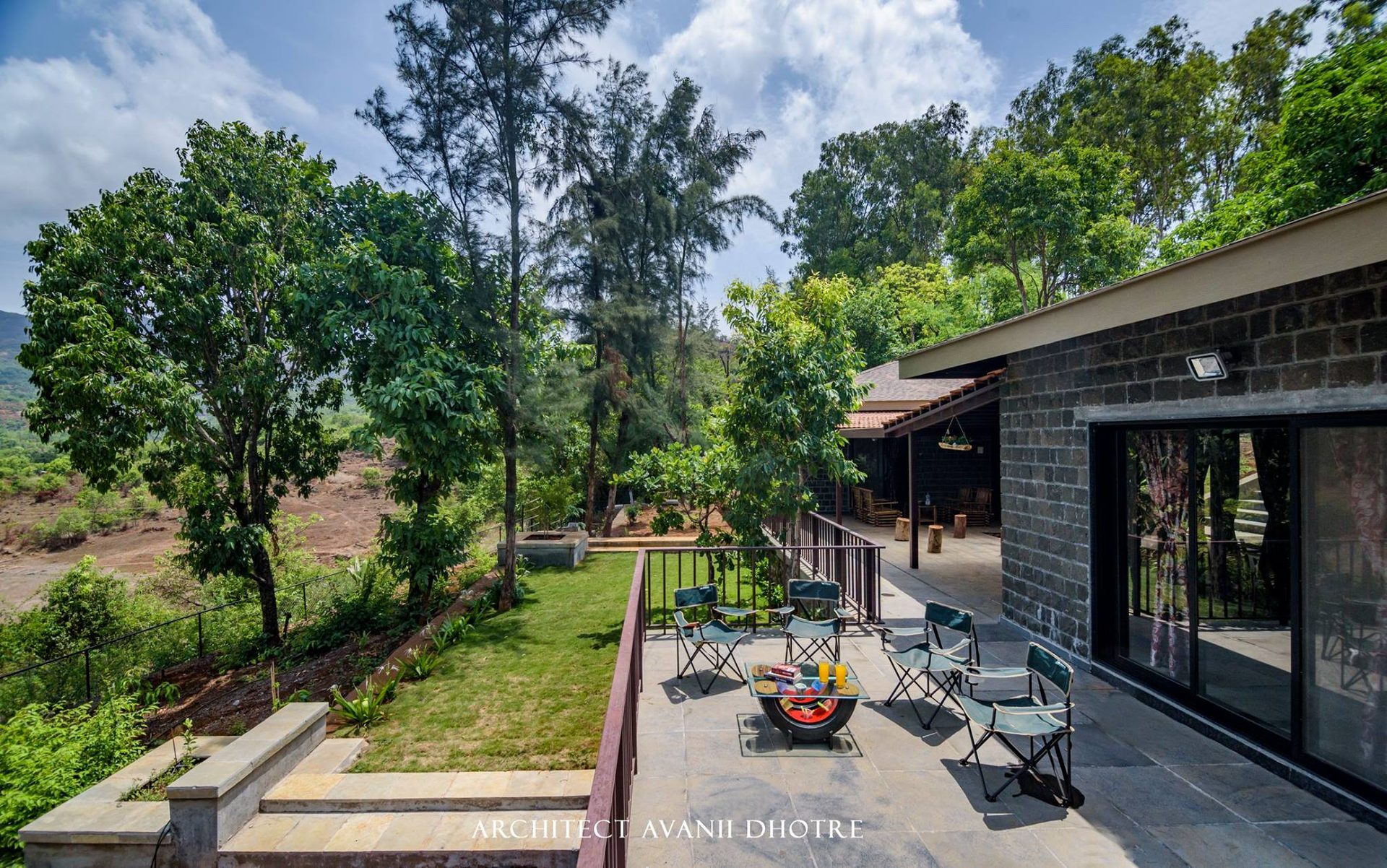 Casuarina Bhor — villa terrace with Sahyadri valley views